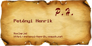 Petényi Henrik névjegykártya